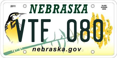 NE license plate VTF080