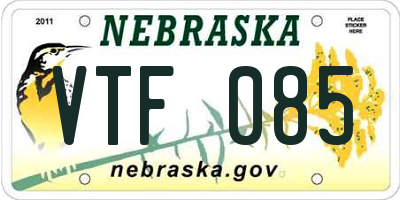 NE license plate VTF085