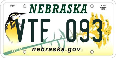 NE license plate VTF093