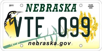 NE license plate VTF099