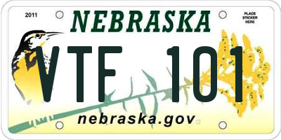 NE license plate VTF101