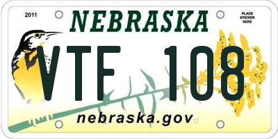 NE license plate VTF108