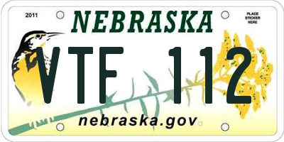 NE license plate VTF112
