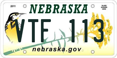 NE license plate VTF113