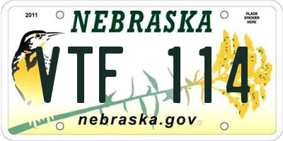NE license plate VTF114