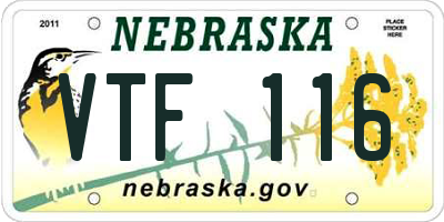 NE license plate VTF116