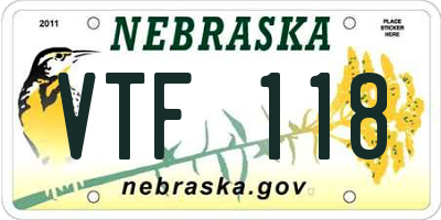 NE license plate VTF118