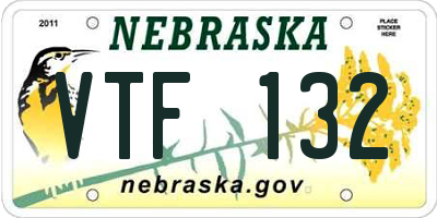 NE license plate VTF132