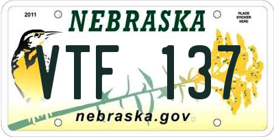 NE license plate VTF137