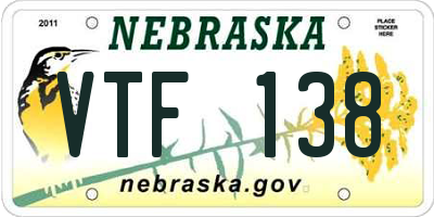NE license plate VTF138