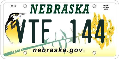 NE license plate VTF144