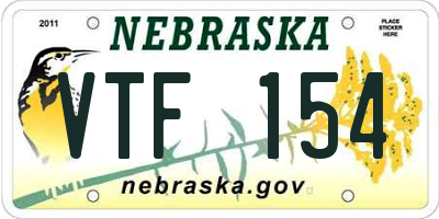 NE license plate VTF154
