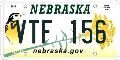 NE license plate VTF156