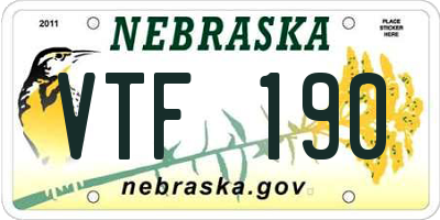 NE license plate VTF190