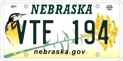 NE license plate VTF194