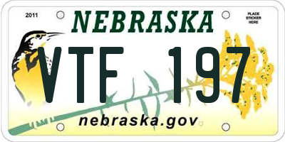 NE license plate VTF197