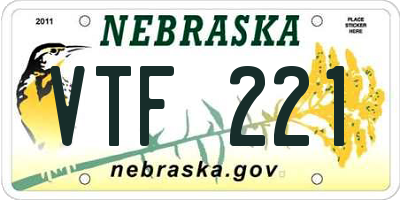 NE license plate VTF221