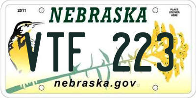 NE license plate VTF223