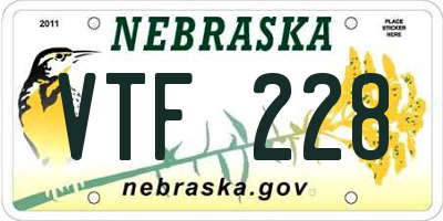 NE license plate VTF228