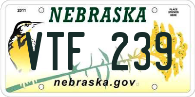 NE license plate VTF239