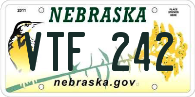 NE license plate VTF242