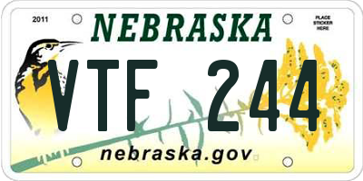 NE license plate VTF244