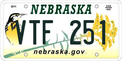 NE license plate VTF251