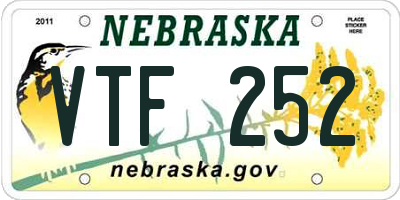 NE license plate VTF252