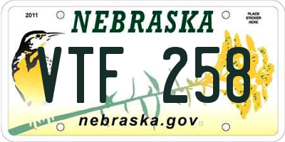 NE license plate VTF258