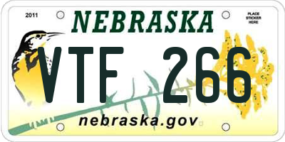 NE license plate VTF266