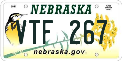 NE license plate VTF267