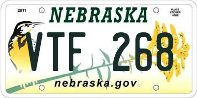 NE license plate VTF268