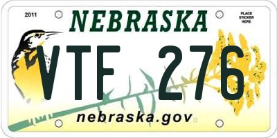 NE license plate VTF276