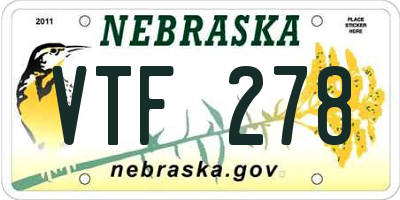 NE license plate VTF278