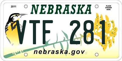 NE license plate VTF281