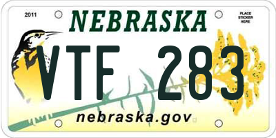 NE license plate VTF283