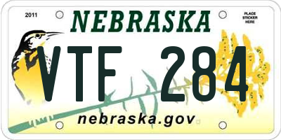 NE license plate VTF284