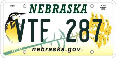 NE license plate VTF287