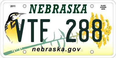 NE license plate VTF288
