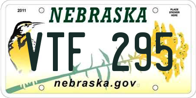 NE license plate VTF295