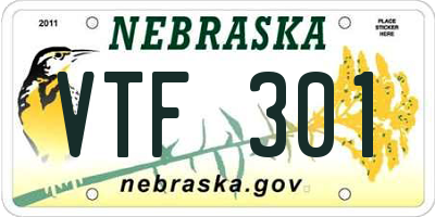 NE license plate VTF301