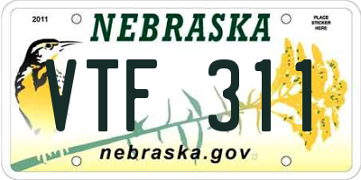 NE license plate VTF311