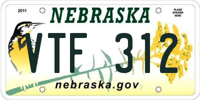 NE license plate VTF312