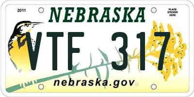 NE license plate VTF317