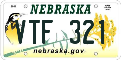 NE license plate VTF321