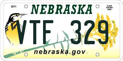 NE license plate VTF329