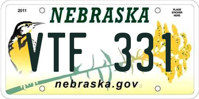 NE license plate VTF331
