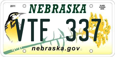 NE license plate VTF337