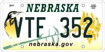NE license plate VTF352