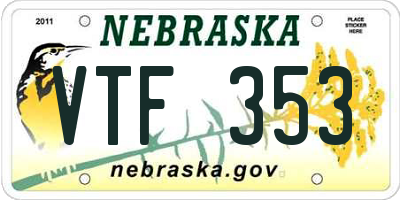 NE license plate VTF353